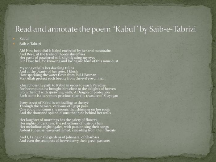 Kabul by saib e tabrizi