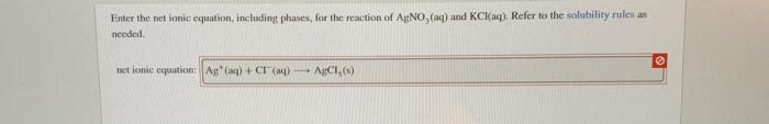 Kcl agno3 net ionic equation