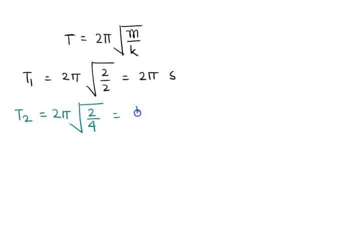 Four mass spring systems oscillate in simple harmonic motion