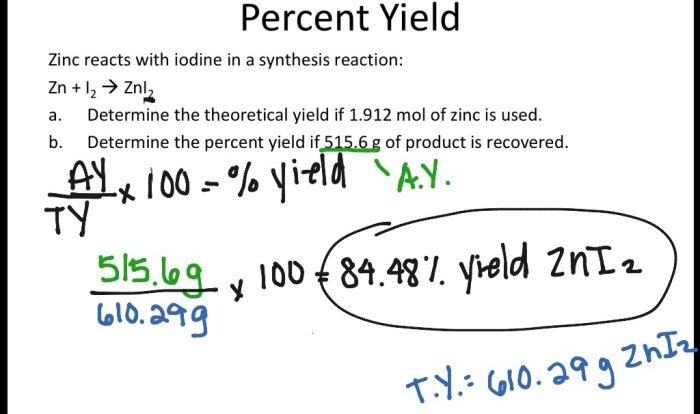 Limiting reagents and percentage yield worksheet answers